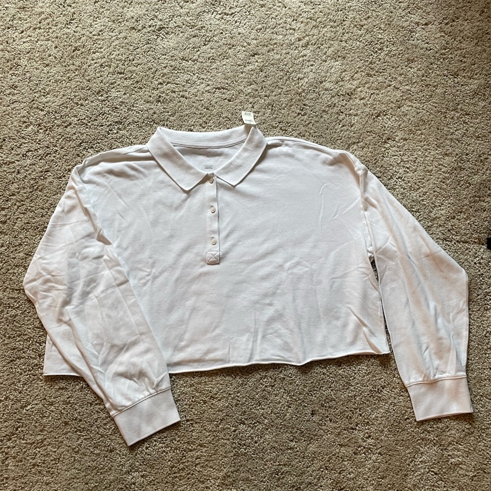 aerie Offline Crop Polo - Women’s Size Large - Brand New - White